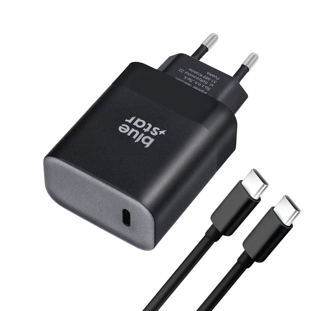 Chargeur Blue Star avec Connecteur USB-C et Câble USB-C - 3A 45W avec Charge Rapide PD et QC 4.0